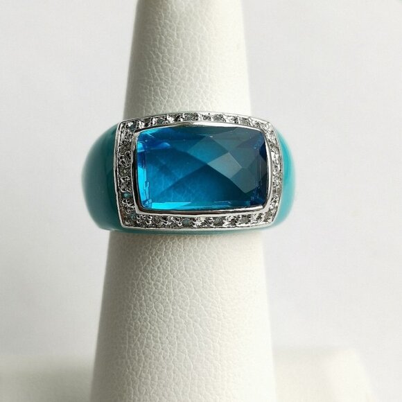 Swarovski 6 Ring Blue Fashion Rings for sale | eBay Nwt Swarovski Elements Turquoise Blue Crystal enamel dome ring size 6